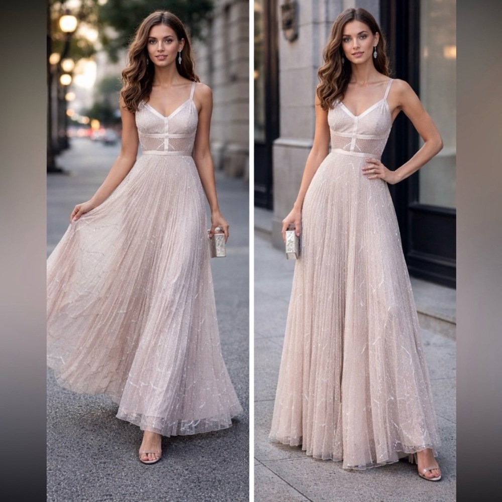 ALEXIS New without tags Isabella Gown Size Medium Silver Blush
